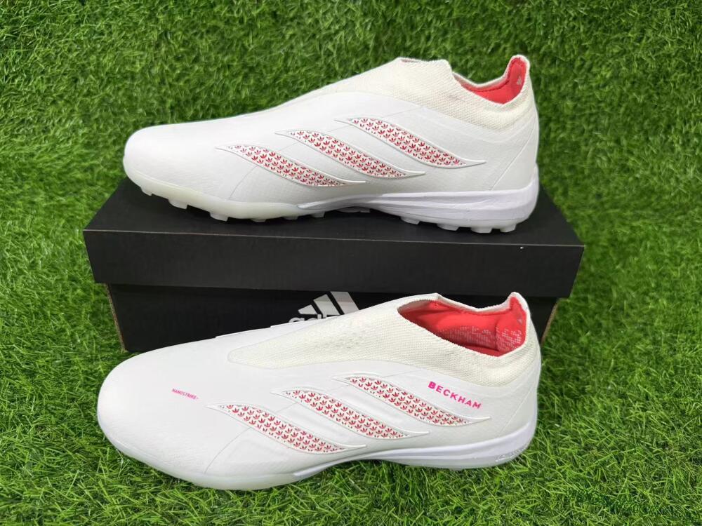 Adidas Predator 26 Elite Laceless TF Artificial Turf Soccer Shoes - White/Cloud White/Solar Red