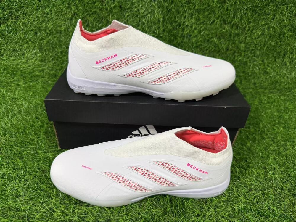 Adidas Predator 26 Elite Laceless TF Artificial Turf Soccer Shoes - White/Cloud White/Solar Red