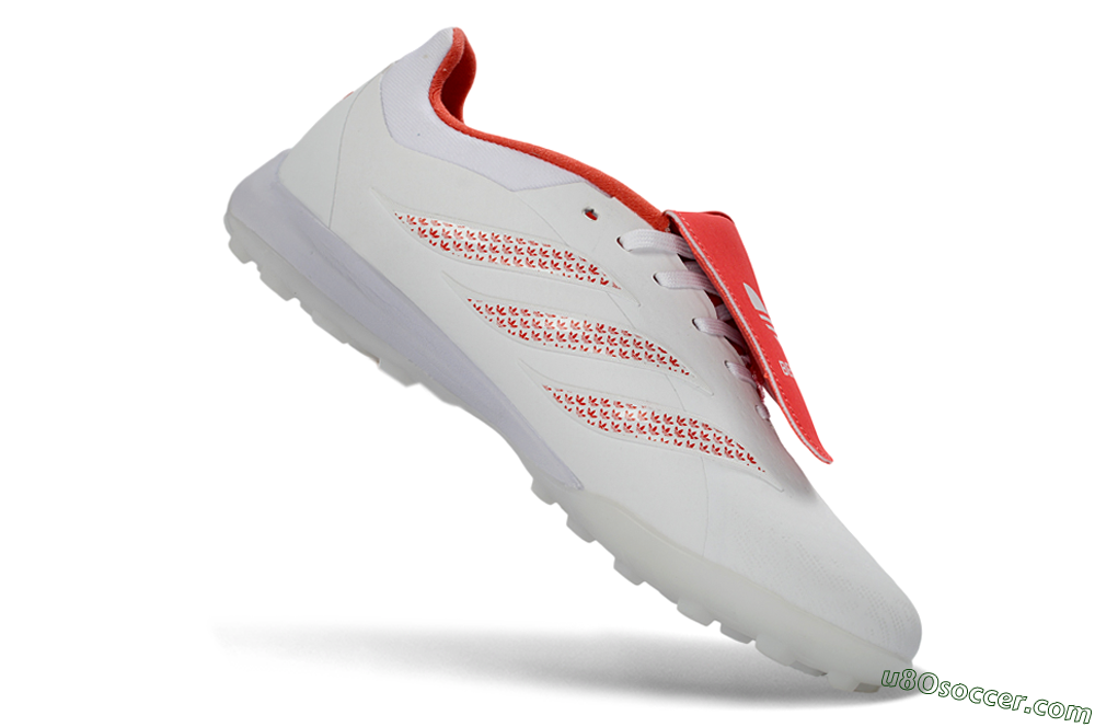 Adidas Predator 26 Elite Fold-Over Tongue TF Artificial Turf Soccer Shoes - White/Cloud White/Solar Red 5