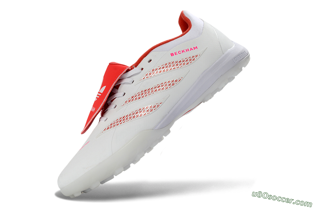 Adidas Predator 26 Elite Fold-Over Tongue TF Artificial Turf Soccer Shoes - White/Cloud White/Solar Red 6