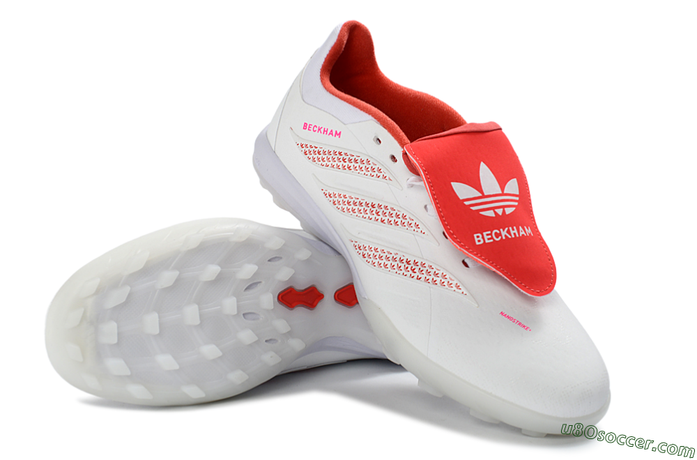 Adidas Predator 26 Elite Fold-Over Tongue TF Artificial Turf Soccer Shoes - White/Cloud White/Solar Red 4