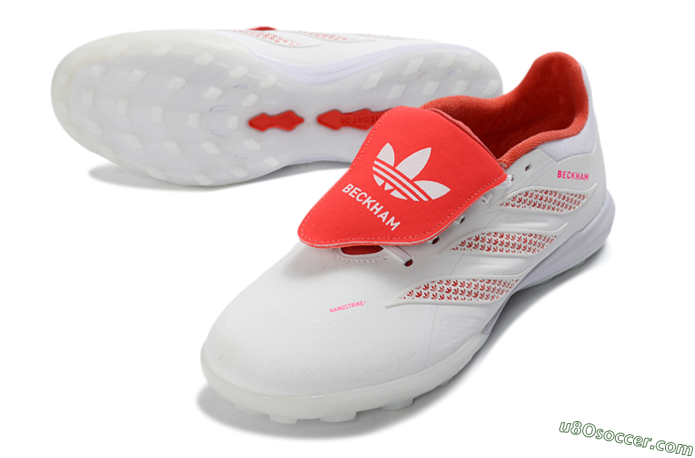 Adidas Predator 26 Elite Fold-Over Tongue TF Artificial Turf Soccer Shoes - White/Cloud White/Solar Red 3