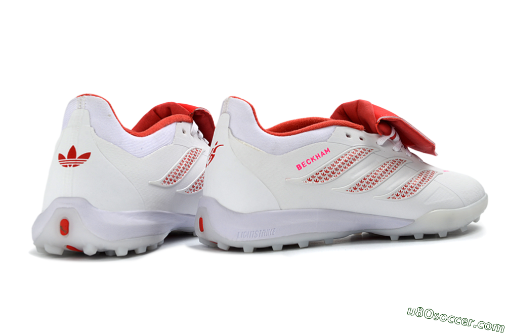 Adidas Predator 26 Elite Fold-Over Tongue TF Artificial Turf Soccer Shoes - White/Cloud White/Solar Red 7