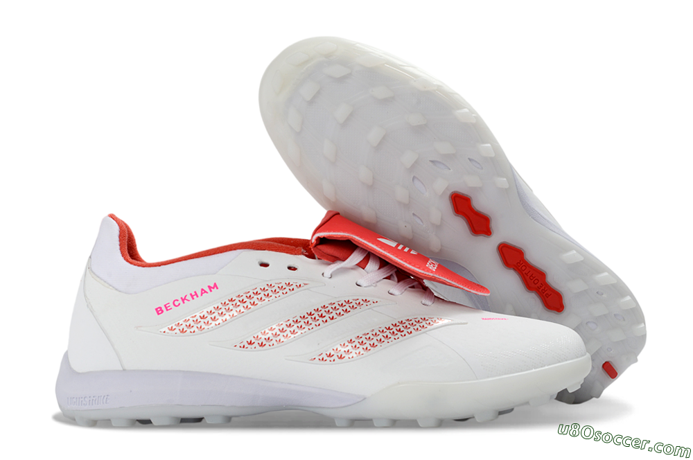Adidas Predator 26 Elite Fold-Over Tongue TF Artificial Turf Soccer Shoes - White/Cloud White/Solar Red 1