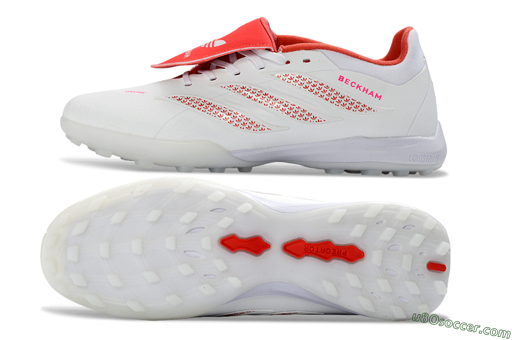 Adidas Predator 26 Elite Fold-Over Tongue TF Artificial Turf Soccer Shoes - White/Cloud White/Solar Red 0