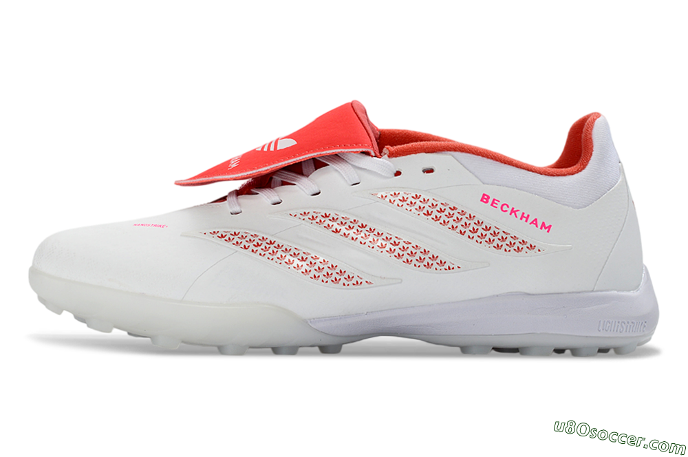 Adidas Predator 26 Elite Fold-Over Tongue TF Artificial Turf Soccer Shoes - White/Cloud White/Solar Red 2