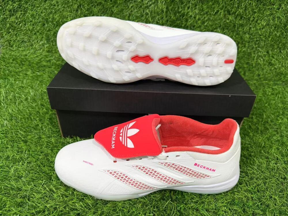 Adidas Predator 26 Elite Fold-Over Tongue TF Artificial Turf Soccer Shoes - White/Cloud White/Solar Red