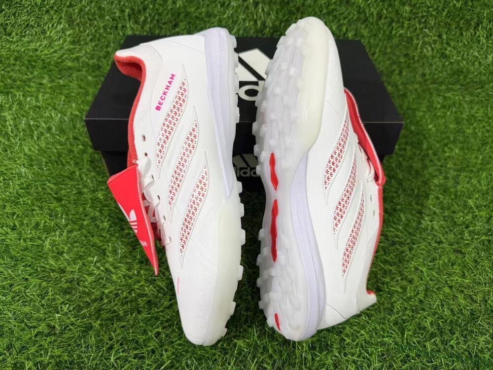Adidas Predator 26 Elite Fold-Over Tongue TF Artificial Turf Soccer Shoes - White/Cloud White/Solar Red