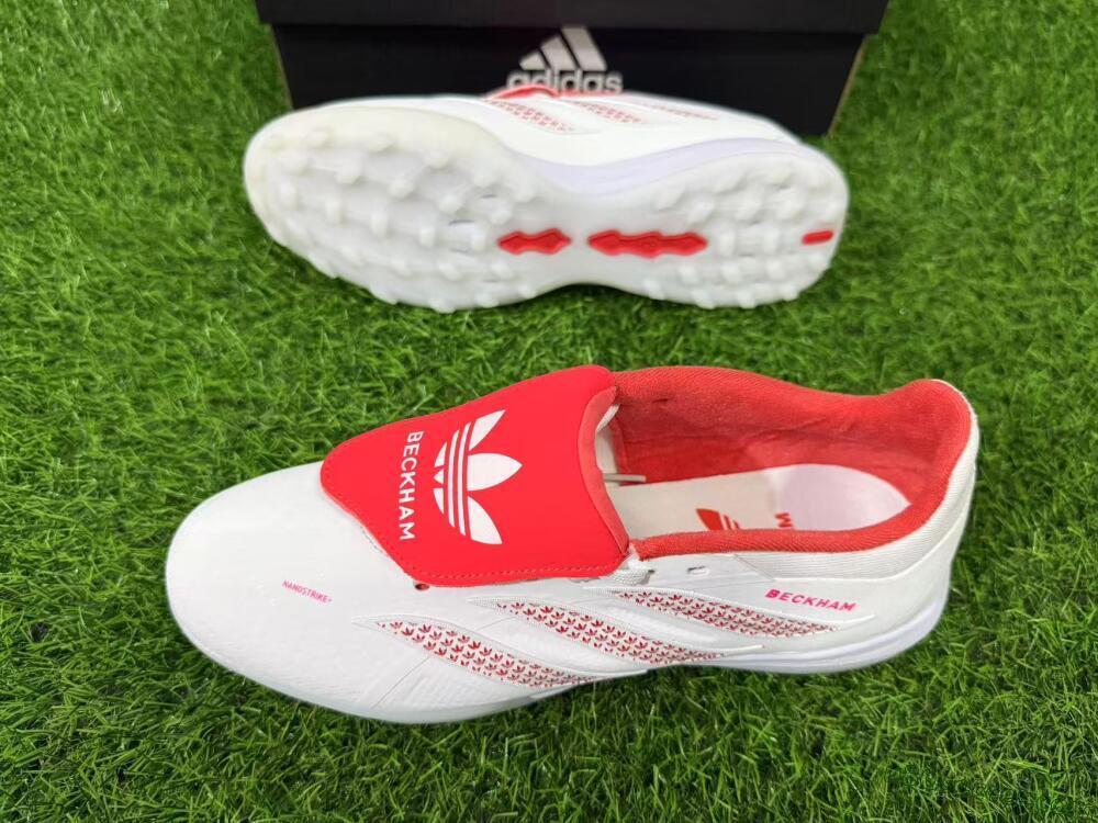 Adidas Predator 26 Elite Fold-Over Tongue TF Artificial Turf Soccer Shoes - White/Cloud White/Solar Red