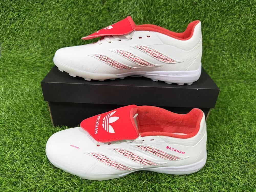 Adidas Predator 26 Elite Fold-Over Tongue TF Artificial Turf Soccer Shoes - White/Cloud White/Solar Red