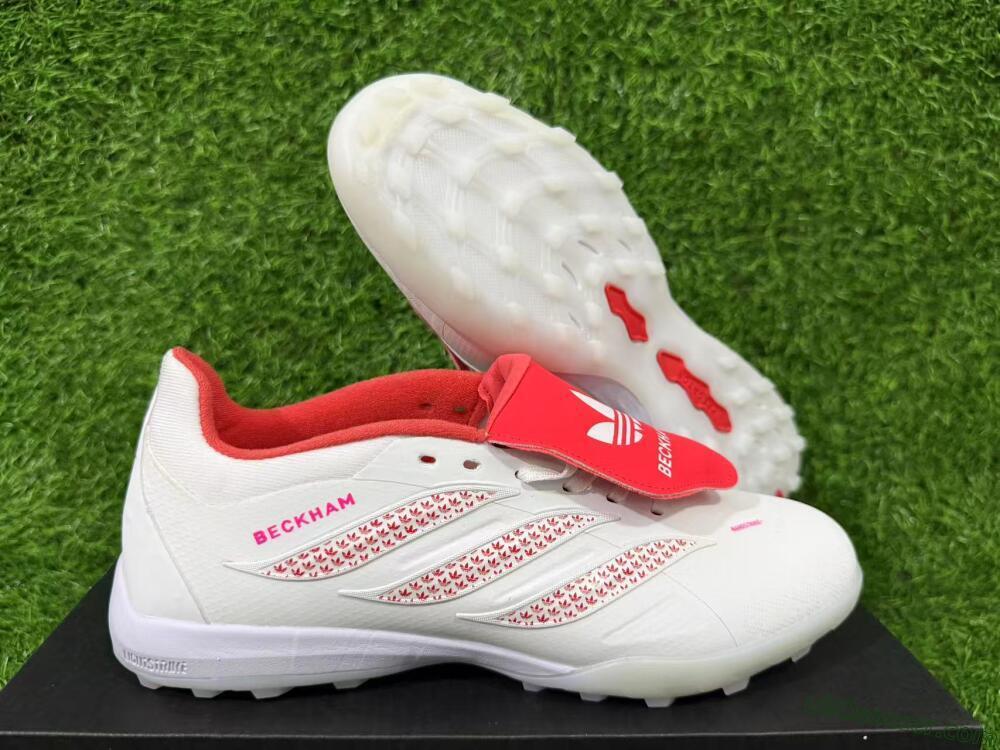 Adidas Predator 26 Elite Fold-Over Tongue TF Artificial Turf Soccer Shoes - White/Cloud White/Solar Red