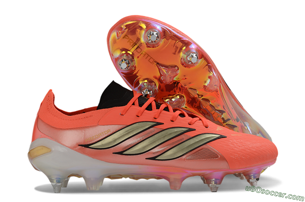 Adidas Predator 26 Elite SG Soft Ground Soccer Cleats - Coral/Solar Coral/Metallic Gold 1