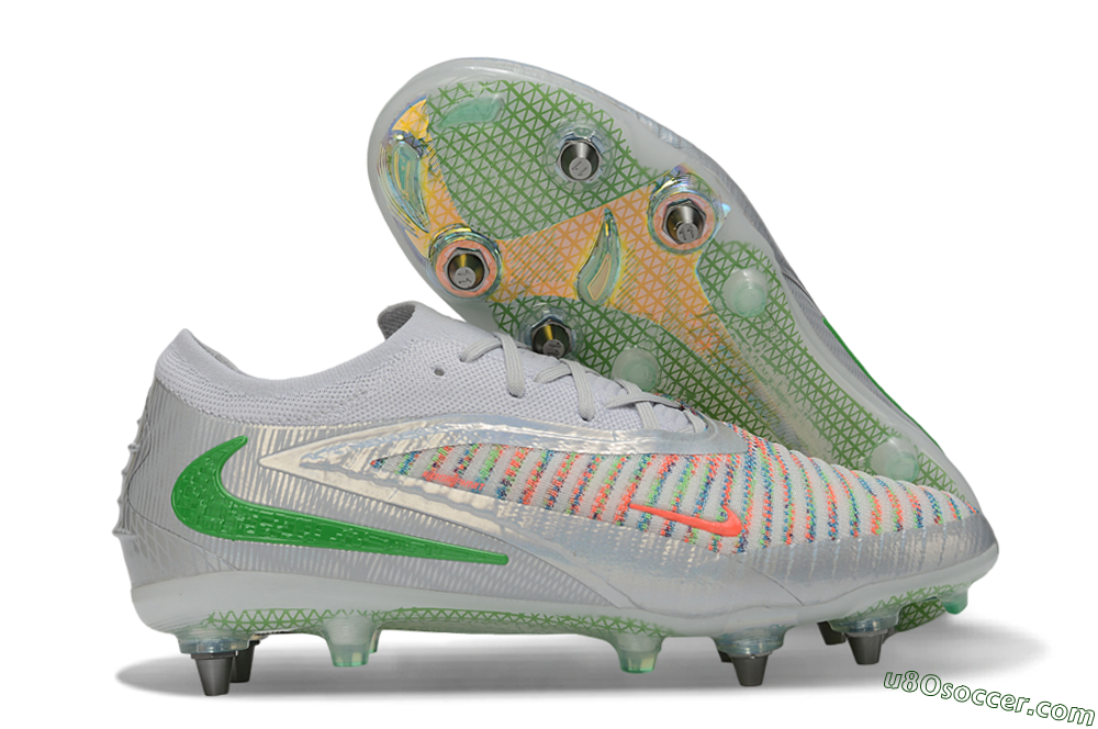 Nike Phantom 6 Elite Low SG Soft Ground Soccer Cleats - Silver/Metallic Silver/Electric Green 1