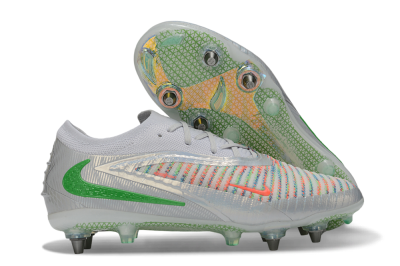Nike Phantom 6 Elite Low SG Soft Ground Soccer Cleats - Silver/Metallic Silver/Electric Green