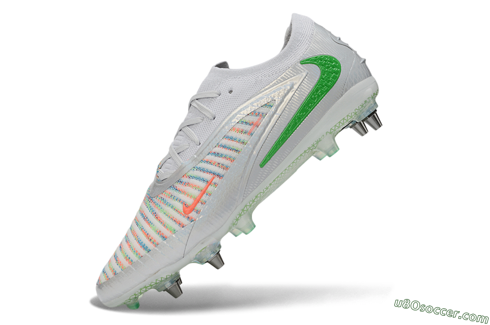Nike Phantom 6 Elite Low SG Soft Ground Soccer Cleats - Silver/Metallic Silver/Electric Green 5