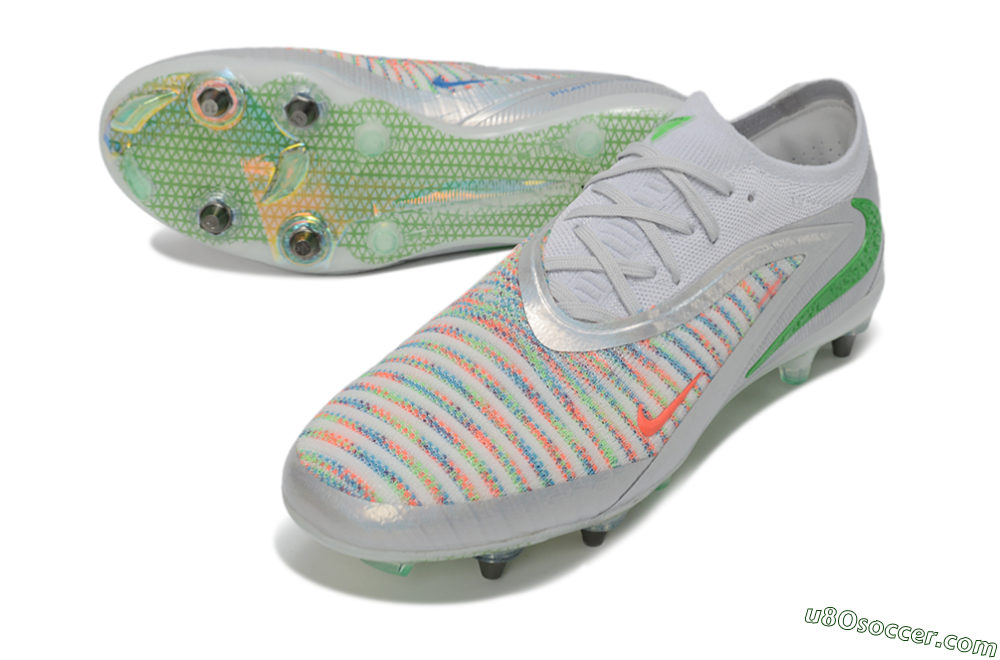 Nike Phantom 6 Elite Low SG Soft Ground Soccer Cleats - Silver/Metallic Silver/Electric Green 3