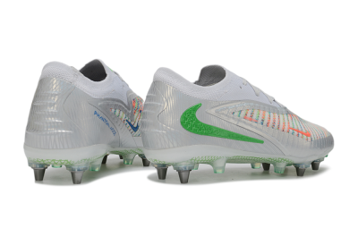 Nike Phantom 6 Elite Low SG Soft Ground Soccer Cleats - Silver/Metallic Silver/Electric Green