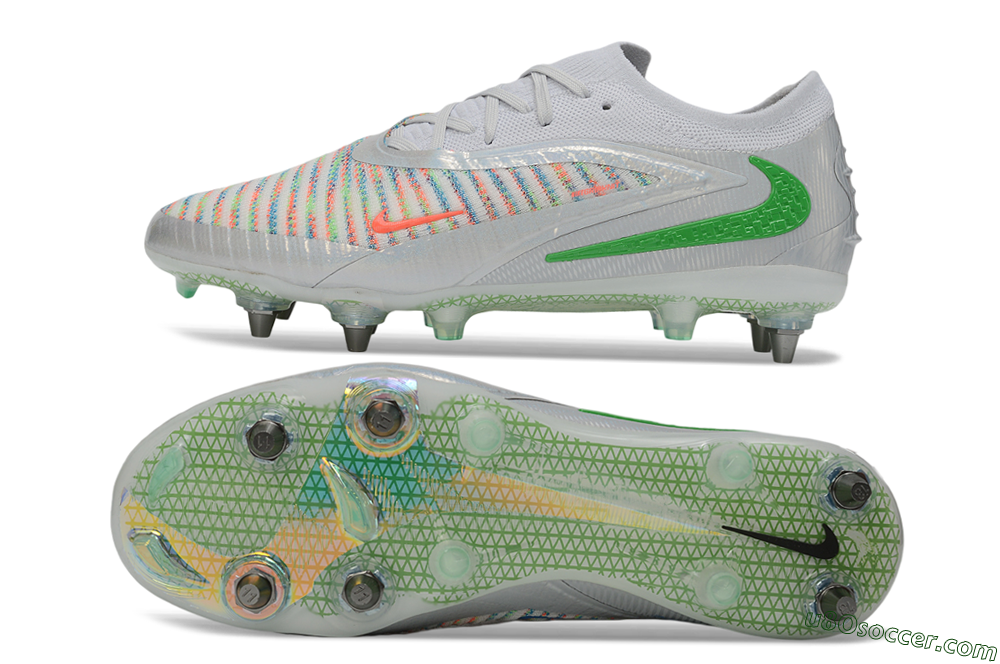 Nike Phantom 6 Elite Low SG Soft Ground Soccer Cleats - Silver/Metallic Silver/Electric Green 0