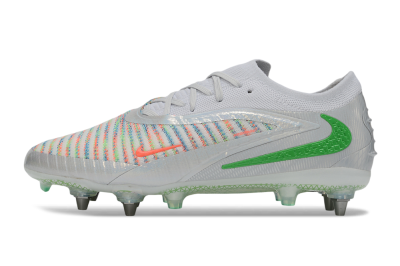 Nike Phantom 6 Elite Low SG Soft Ground Soccer Cleats - Silver/Metallic Silver/Electric Green
