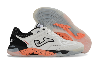 Joma Top Flex IC Indoor & Futsal Soccer Shoes - White/Black/Coral