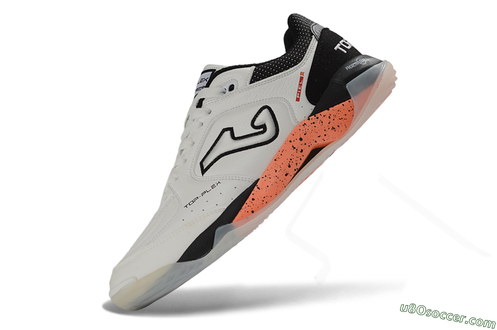 Joma Top Flex IC Indoor & Futsal Soccer Shoes - White/Black/Coral 5