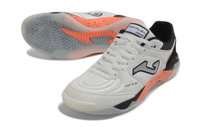 Joma Top Flex IC Indoor & Futsal Soccer Shoes - White/Black/Coral