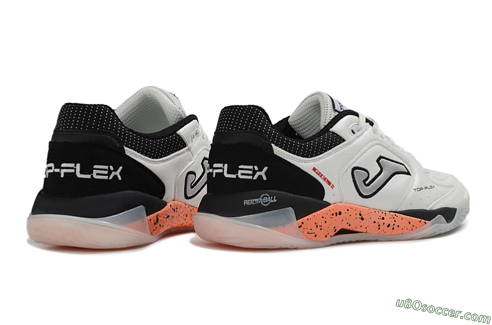 Joma Top Flex IC Indoor & Futsal Soccer Shoes - White/Black/Coral 6