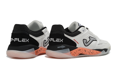 Joma Top Flex IC Indoor & Futsal Soccer Shoes - White/Black/Coral