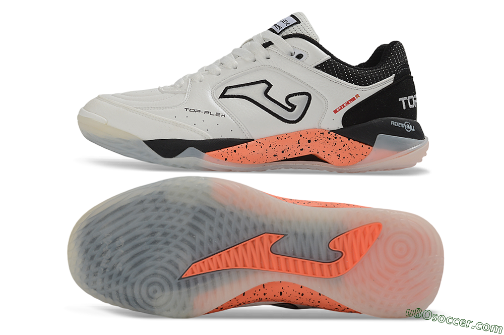 Joma Top Flex IC Indoor & Futsal Soccer Shoes - White/Black/Coral 0