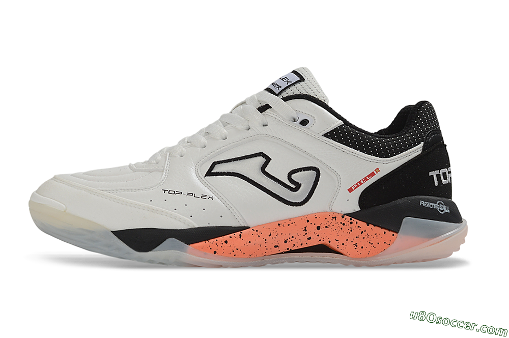 Joma Top Flex IC Indoor & Futsal Soccer Shoes - White/Black/Coral 2