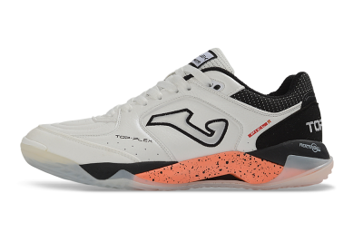Joma Top Flex IC Indoor & Futsal Soccer Shoes - White/Black/Coral