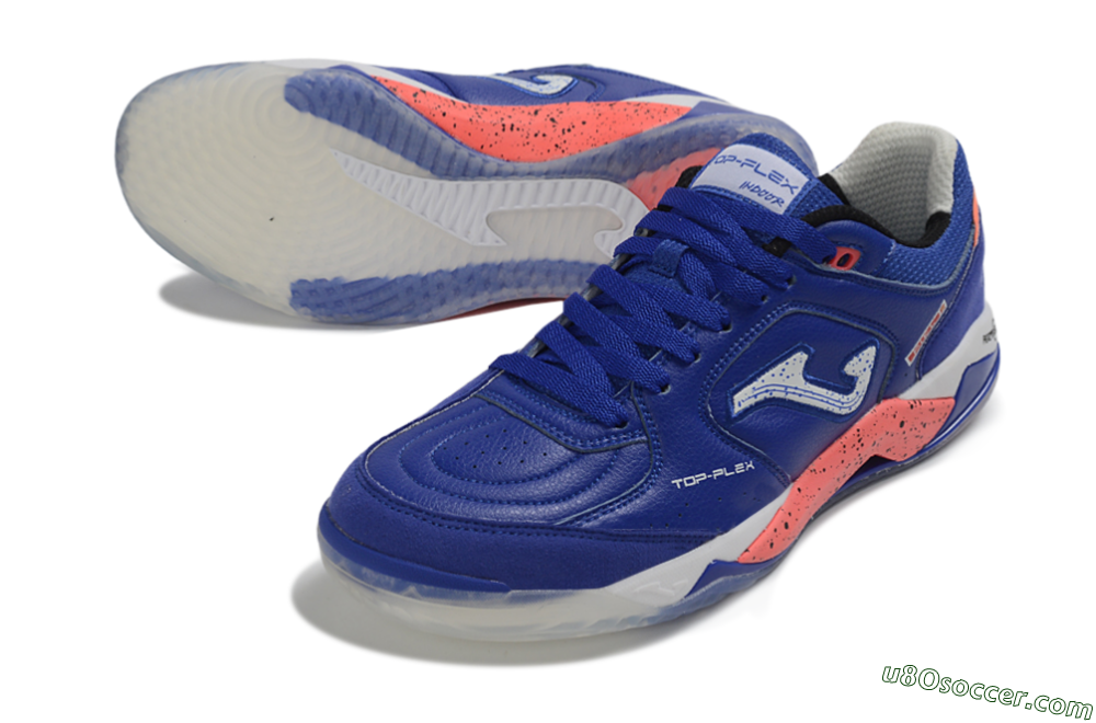 Joma Top Flex IC Indoor & Futsal Soccer Shoes - Blue/Royal Blue/Coral Pink 3