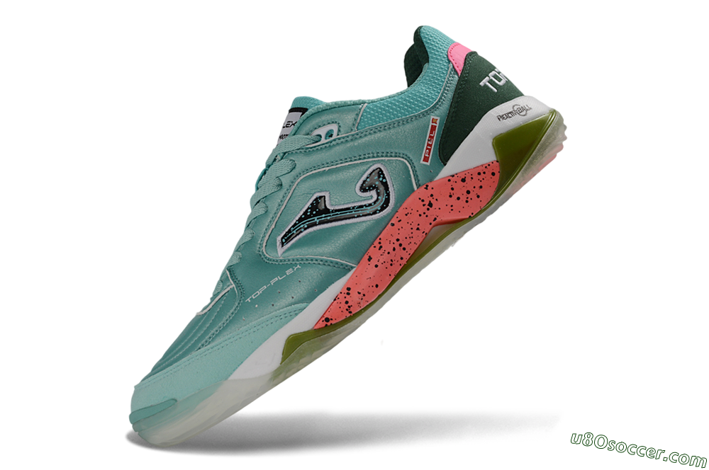 Joma Top Flex IC Indoor & Futsal Soccer Shoes - Turquoise/Mint Green/Salmon Pink 5