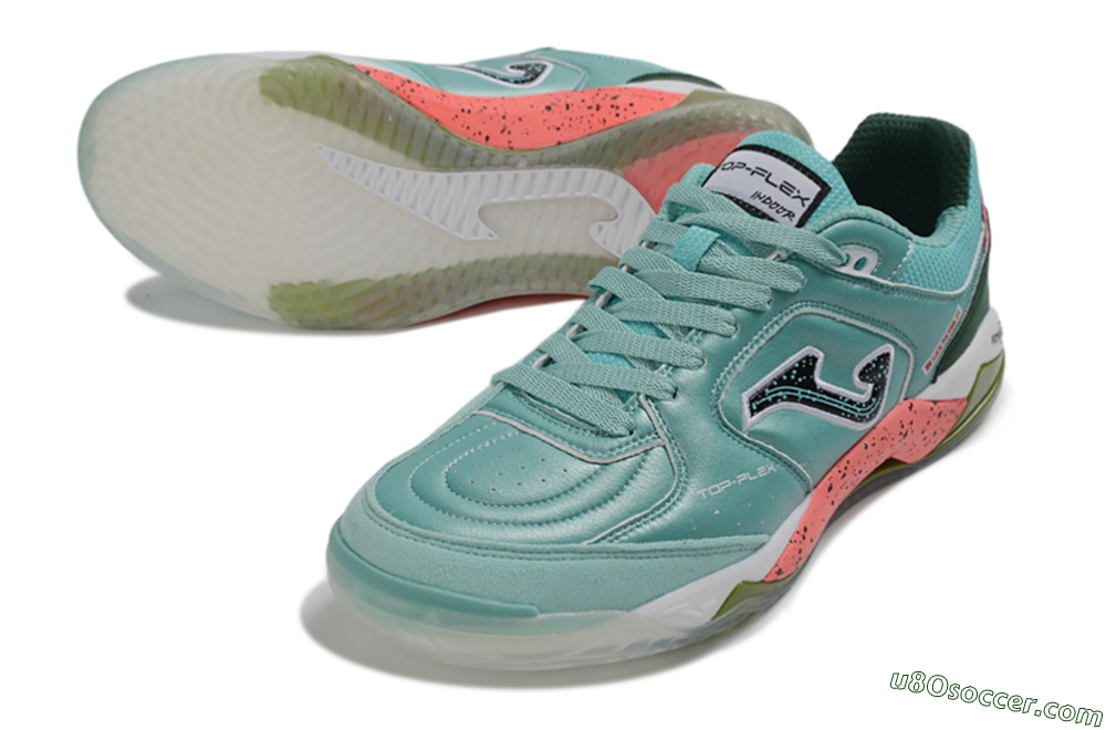 Joma Top Flex IC Indoor & Futsal Soccer Shoes - Turquoise/Mint Green/Salmon Pink 3