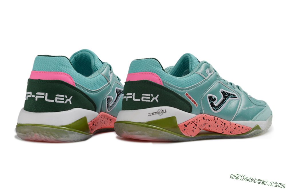 Joma Top Flex IC Indoor & Futsal Soccer Shoes - Turquoise/Mint Green/Salmon Pink 6