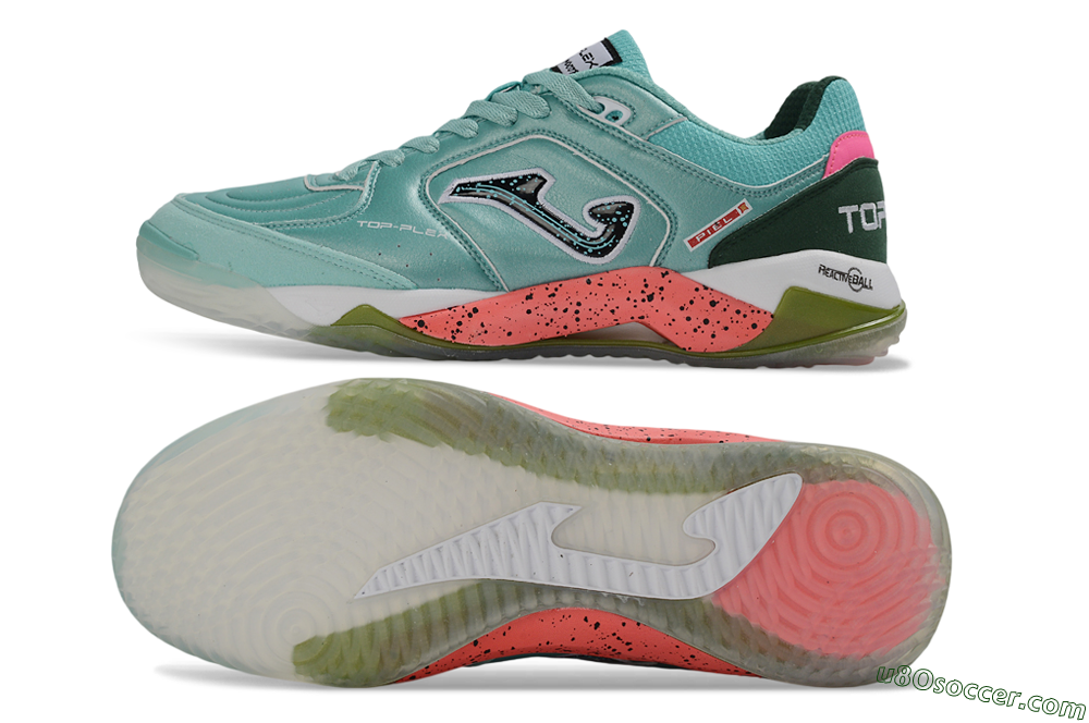 Joma Top Flex IC Indoor & Futsal Soccer Shoes - Turquoise/Mint Green/Salmon Pink 0