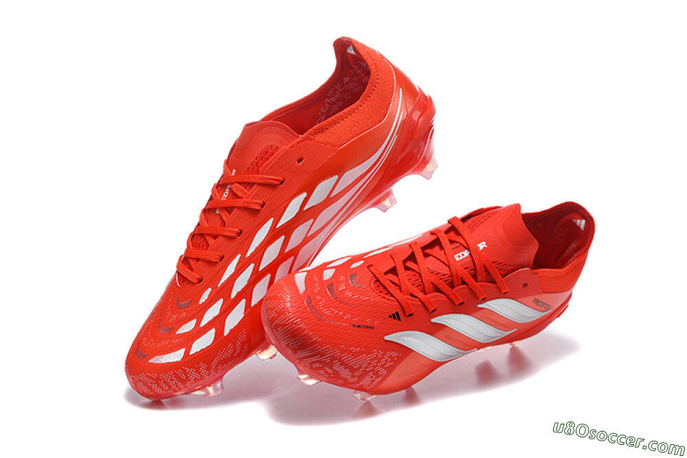 Adidas Predator 26 Elite FG Firm Ground Soccer Cleats - Red/Solar Red/Metallic Silver 6