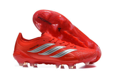Adidas Predator 26 Elite FG Firm Ground Soccer Cleats - Red/Solar Red/Metallic Silver