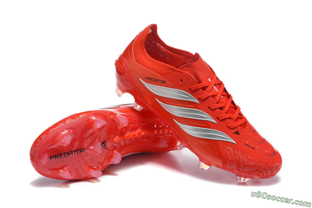Adidas Predator 26 Elite FG Firm Ground Soccer Cleats - Red/Solar Red/Metallic Silver 4