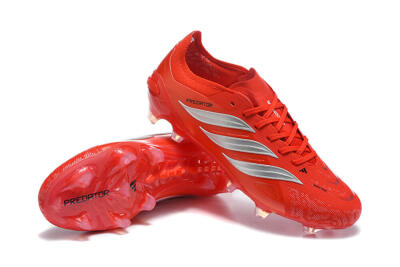 Adidas Predator 26 Elite FG Firm Ground Soccer Cleats - Red/Solar Red/Metallic Silver