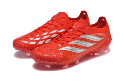 Adidas Predator 26 Elite FG Firm Ground Soccer Cleats - Red/Solar Red/Metallic Silver