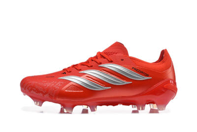 Adidas Predator 26 Elite FG Firm Ground Soccer Cleats - Red/Solar Red/Metallic Silver