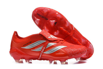Adidas Predator 26 Elite Fold-Over Tongue FG Firm Ground Soccer Cleats - Red/Solar Red/Metallic Silver
