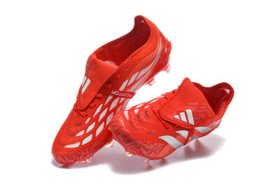 Adidas Predator 26 Elite Fold-Over Tongue FG Firm Ground Soccer Cleats - Red/Solar Red/Metallic Silver