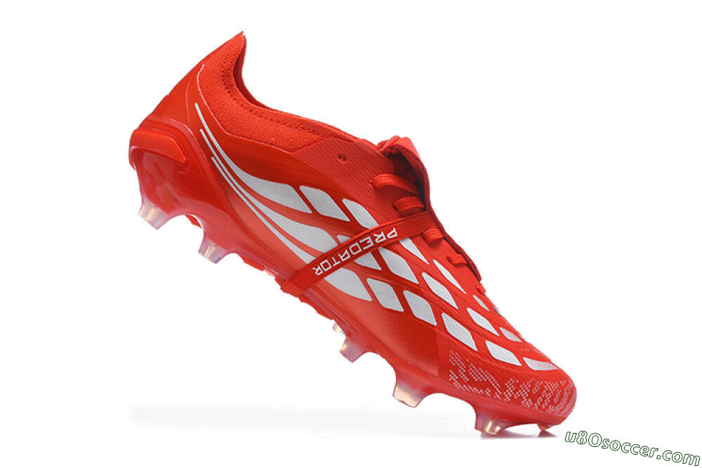 Adidas Predator 26 Elite Fold-Over Tongue FG Firm Ground Soccer Cleats - Red/Solar Red/Metallic Silver 7