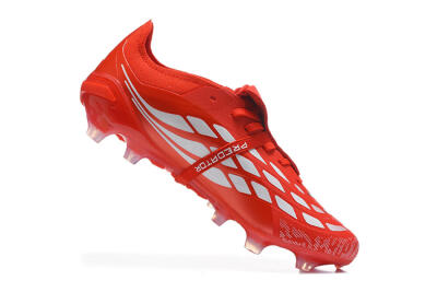 Adidas Predator 26 Elite Fold-Over Tongue FG Firm Ground Soccer Cleats - Red/Solar Red/Metallic Silver
