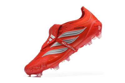 Adidas Predator 26 Elite Fold-Over Tongue FG Firm Ground Soccer Cleats - Red/Solar Red/Metallic Silver