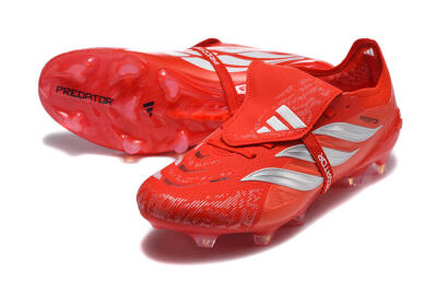 Adidas Predator 26 Elite Fold-Over Tongue FG Firm Ground Soccer Cleats - Red/Solar Red/Metallic Silver
