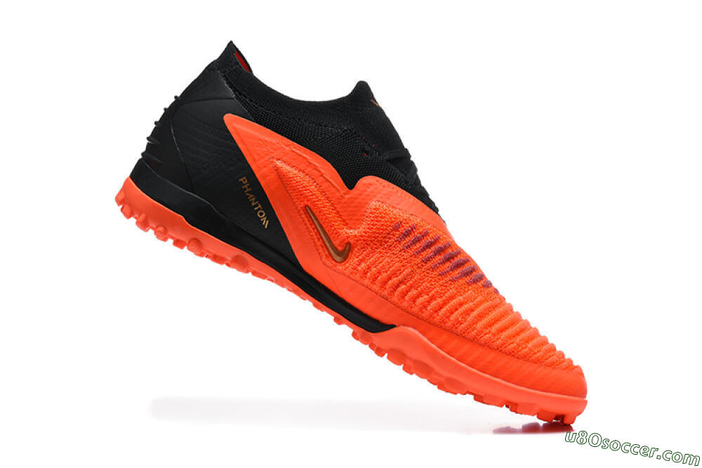 Nike Phantom 6 Elite Low TF Artificial Turf Soccer Shoes - Orange/Black/Metallic Gold 7