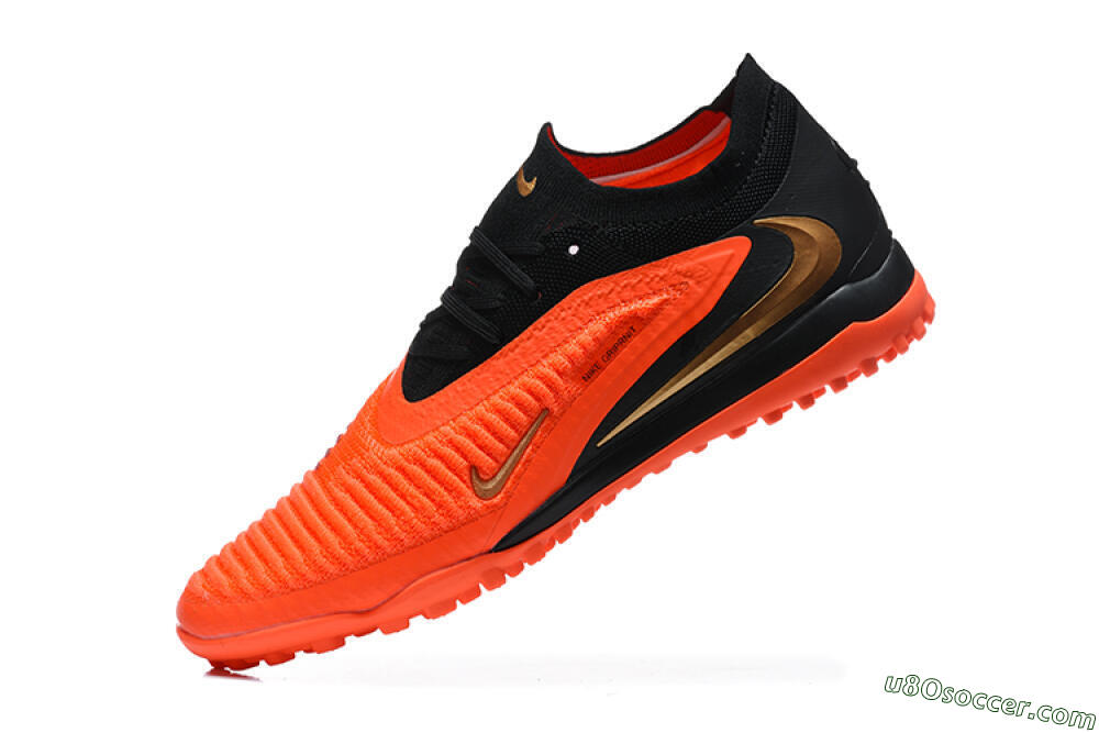 Nike Phantom 6 Elite Low TF Artificial Turf Soccer Shoes - Orange/Black/Metallic Gold 8